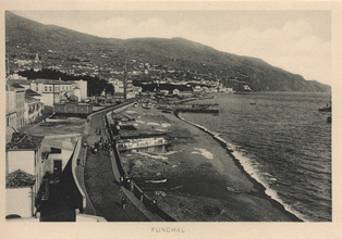 View of Early Funchal City and Harbor in Madeira
